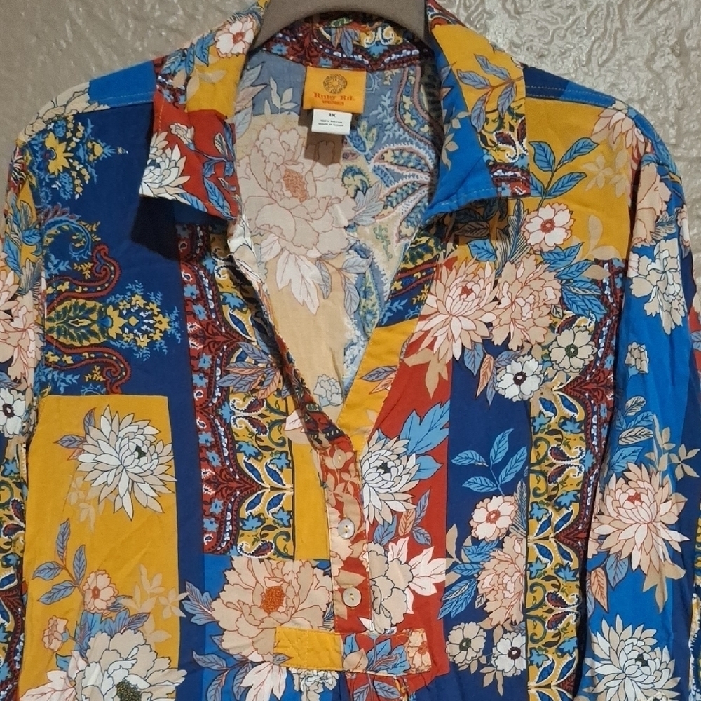 Ruby Rd. Women's Colorful Floral Tops Tees - Short eleeve Size 1X - Picture 5 of 8